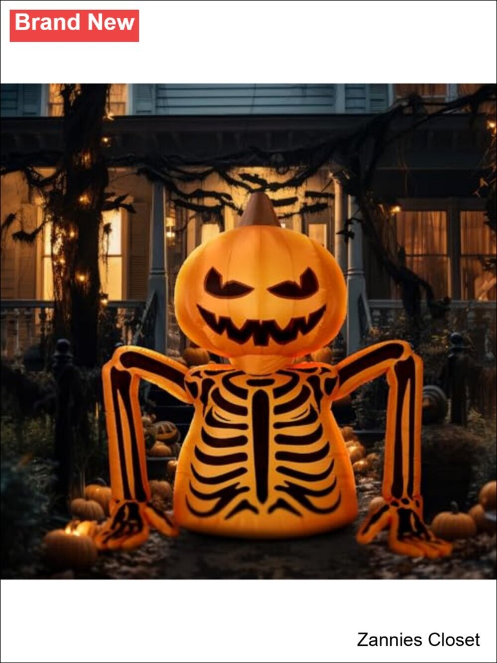 👻 Leyndo 5.6 Ft Halloween Inflatable Skeleton Pumpkin LED Blow Up Yard Decor